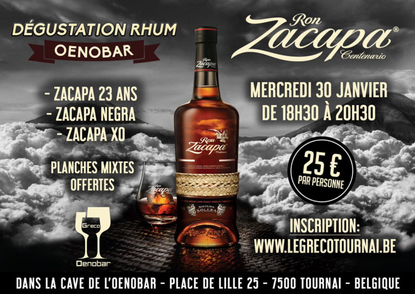 Dégustation de rhum Zacapa à l'OenoBar - Le Greco Tournai